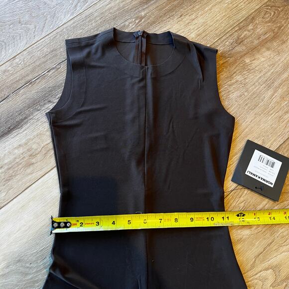 NORMA KAMALI Women's Sleeveless Catsuit With Footsie Size XXS/32 In Chocolate - Picture 8 of 15